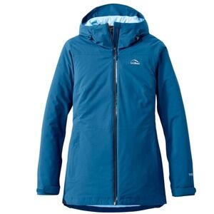 LL Bean TEK Waterproof Insulated Parka Jacket Womens XL Blue Hooded